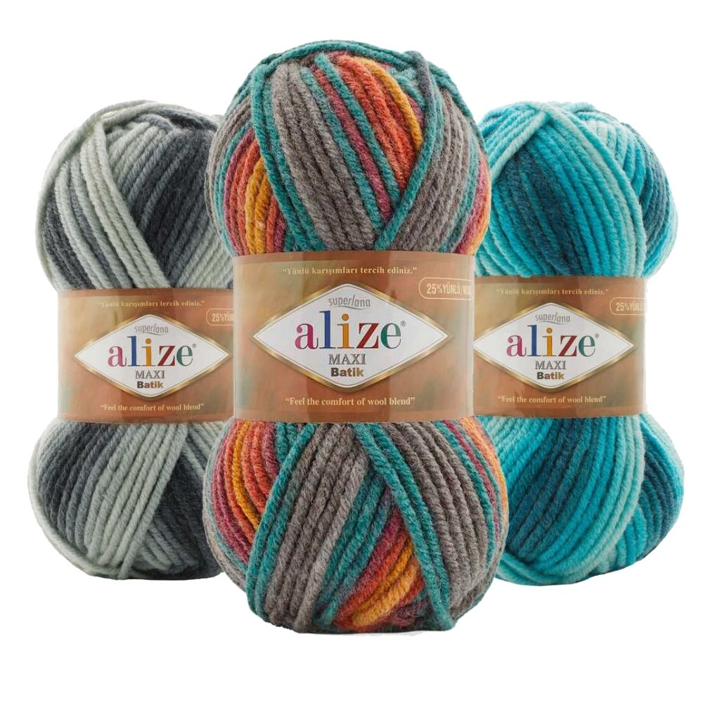 Alize Superlana Maxi Batik Yarn, Wool Hand Knitting, crochet, hilo, hobbyshopy