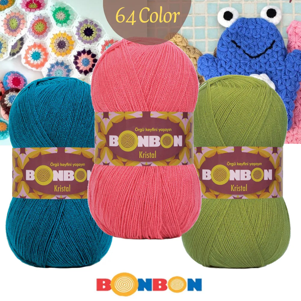 Bonbon kristal yarn, crochet and knitting fiber yarn, hobbyshopy